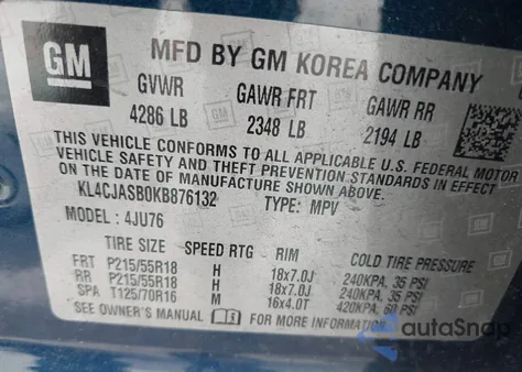 2019 Buick Encore Fwd Preferred z USA, uszkodzony, nr VIN KL4CJASB0KB876132